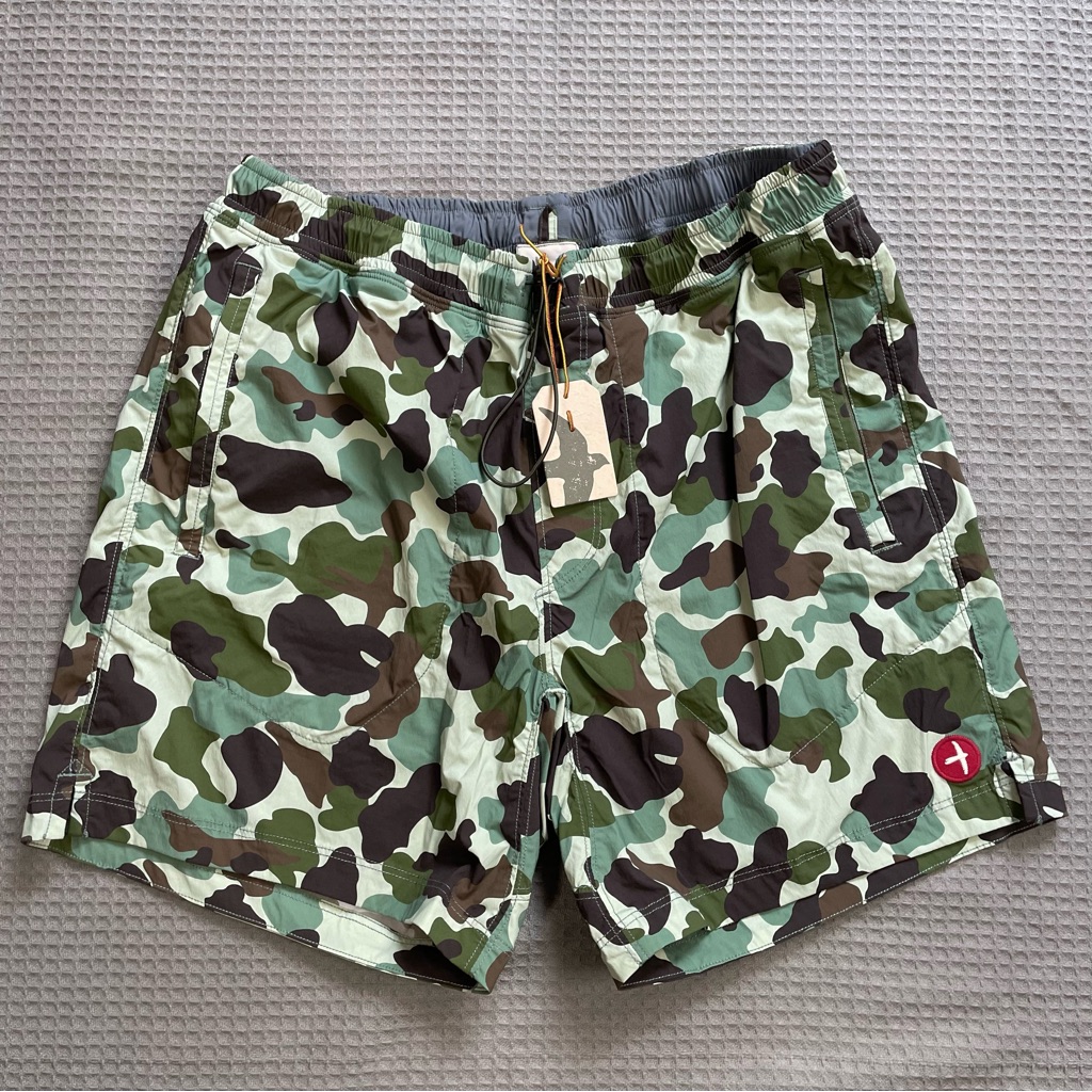 New Relwen Airtex Hybrid Shorts Large Men’s Frog Camo Nylon Stretch With Liner